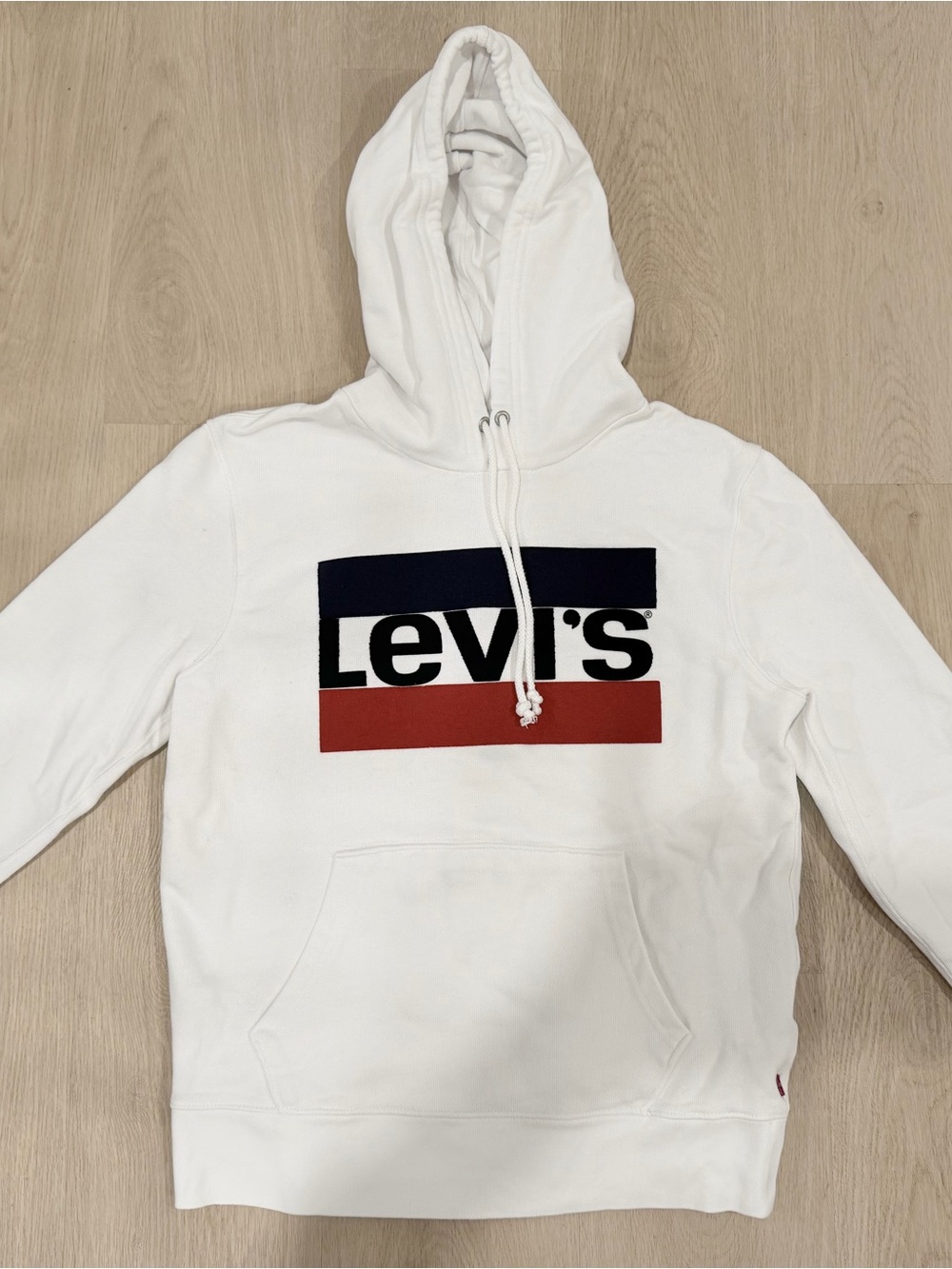 Levi's White Crewneck Hoodie with Navy & Red Logo